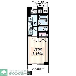 リリエンベルグ弐番館 2階1Kの間取り