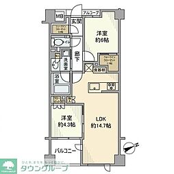 ジオ市谷仲之町 1階2LDKの間取り