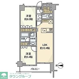 オープンレジデンシア千駄木 202 2階2LDKの間取り
