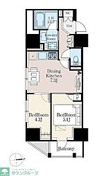 ザ・ライオンズフォーシア町屋 9階2DKの間取り