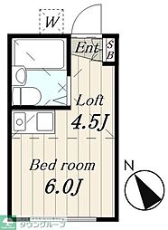 JR山手線 池袋駅 徒歩14分の賃貸アパート 2階ワンルームの間取り