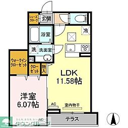 セジュール東尾久 1階1LDKの間取り