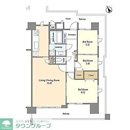 ガーデン文京白山 4階3LDKの間取り