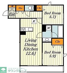 アビタシオン駒込 1階2LDKの間取り