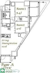 スプランディッド西日暮里 13階2LDKの間取り