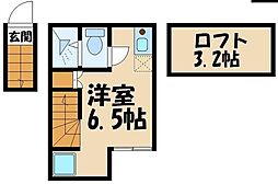 クアルト板橋 2階ワンルームの間取り