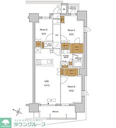 ＲＪＲプレシア東十条ガーデン 6階3LDKの間取り