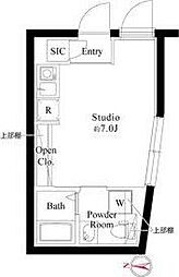 ザレジデンス赤羽 1階ワンルームの間取り