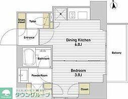 プライムアーバン西日暮里フロント 6階1DKの間取り