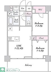 ＵＲＢＡＮＬＩＮＫ護国寺 5階2LDKの間取り