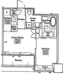レジディアタワー上池袋（タワー棟） 15階1LDKの間取り