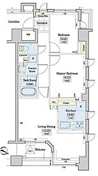 レジディアタワー上池袋（タワー棟） 4階2LDKの間取り