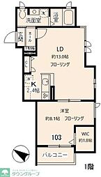 ＴＨＥ　ＲＥＳＩＤＥＮＣＥ 1階1LDKの間取り