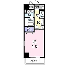 グロースリング 2階1Kの間取り