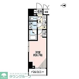 プレール・ドゥーク文京湯島 11階1Kの間取り