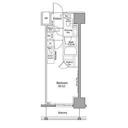 ザ・パークハビオ巣鴨 7階ワンルームの間取り