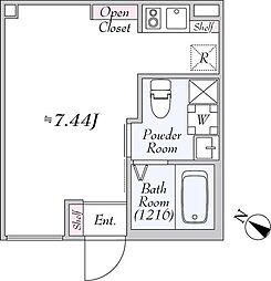 Ｎｉｓｈｉ−Ｎｉｐｐｏｒｉ　Ｔｅｒｒａｃｅ 1階ワンルームの間取り