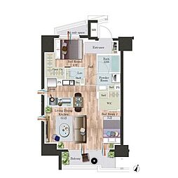 ＯＲＳＵＳ板橋本町 5階2LDKの間取り