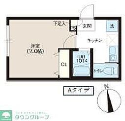 レピュア蓮根レジデンスII 4階1Kの間取り