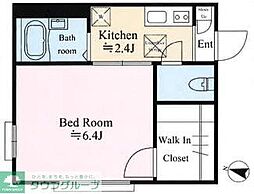 グリーン・フラッツＢ 1階1Kの間取り