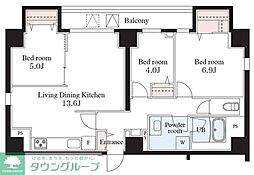 Dear WAN Court 王子飛鳥山 8階3LDKの間取り