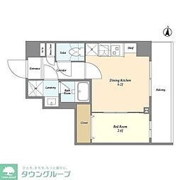 CRETIF日暮里 2階1DKの間取り