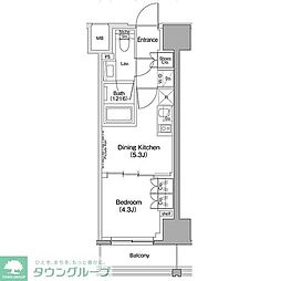 ザ・パークハビオ滝野川 12階1DKの間取り