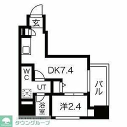 スパシエ新板橋 1DKの間取図画像