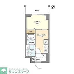 リテラス三ノ輪ウエスト 1DKの間取図画像