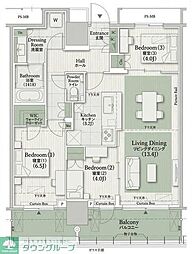 ザ・タワー十条 3LDKの間取図画像