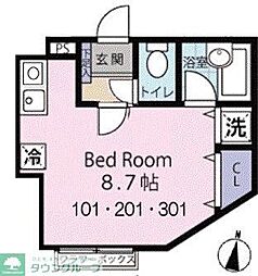 グランシャレー神谷 ワンルームの間取図画像