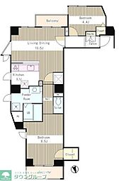 ザ・テラス千駄木 2LDKの間取図画像