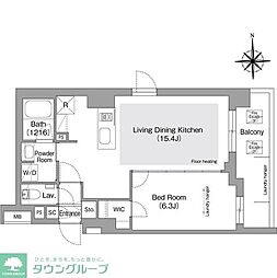 コンフォリア・リヴ文京護国寺 1LDKの間取図画像
