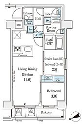 アジールコート山手動坂 2LDKの間取図画像