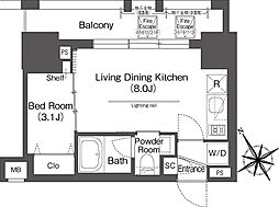 BluRock後楽園 1LDKの間取図画像