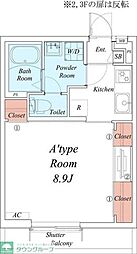 リブリ・EDEN足立 1Kの間取図画像