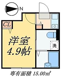 KT四ツ木 1Kの間取図画像