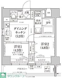 ルフレプレミアム押上イースト 2DKの間取図画像