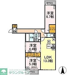 セレスティア谷在家II 1LDKの間取図画像