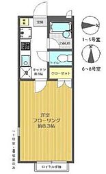 サンライズ皿沼 1Kの間取図画像