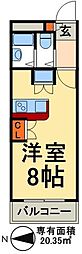 ワコーレエレガンスカメアリ ワンルームの間取図画像