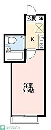 パレノーブル 1Kの間取図画像