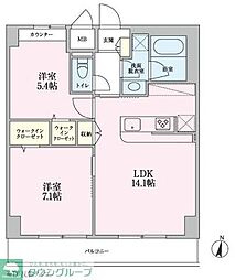 グランヴェールK 2LDKの間取図画像