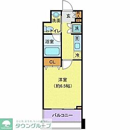 プレール・ドゥーク東京イースト4リバーサイド 1Kの間取図画像