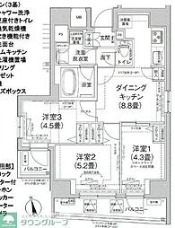ルフレプレミアム町屋 3DKの間取図画像