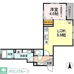 ヴィラデルソル3 1LDKの間取図画像