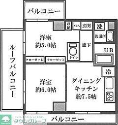 グランフォース西新井アヴェニール 2DKの間取図画像