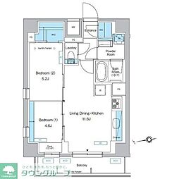 プレディアコート北千住 2LDKの間取図画像
