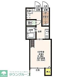 リヴィエール綾瀬 1Kの間取図画像