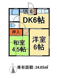 ジュネスハイム 2DKの間取図画像